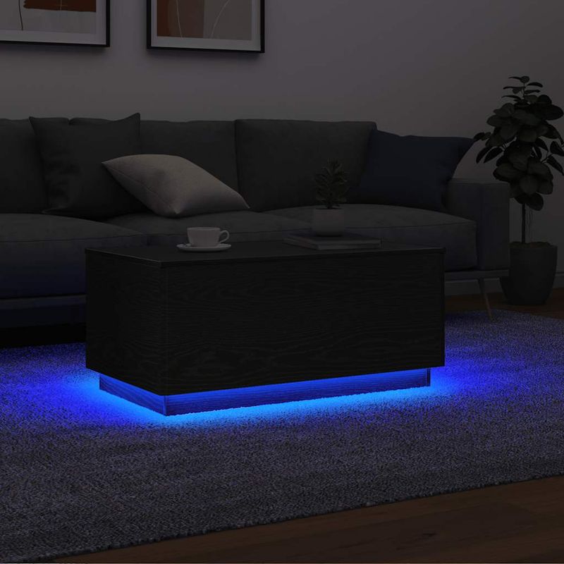 Casa si Gradina - Mobilier - Mese si birouri - Masute de cafea - Masuta de cafea cu lumini LED Stejar negru 90x49x40 cm - Infinity.ro