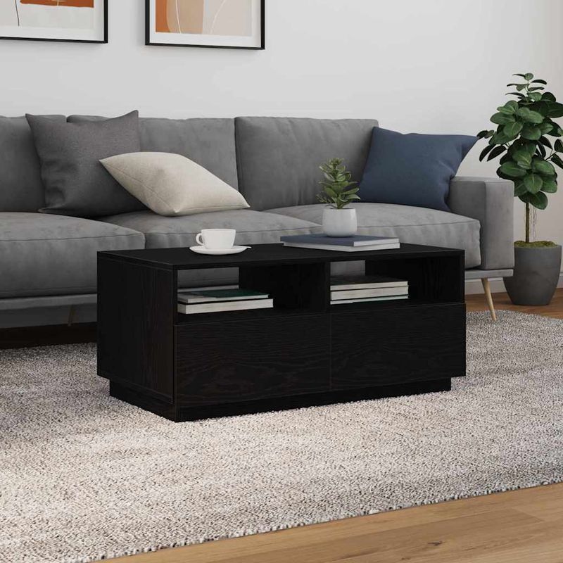 Casa si Gradina - Mobilier - Mese si birouri - Masute de cafea - Masuta de cafea cu lumini LED Stejar negru 90x49x40 cm - Infinity.ro