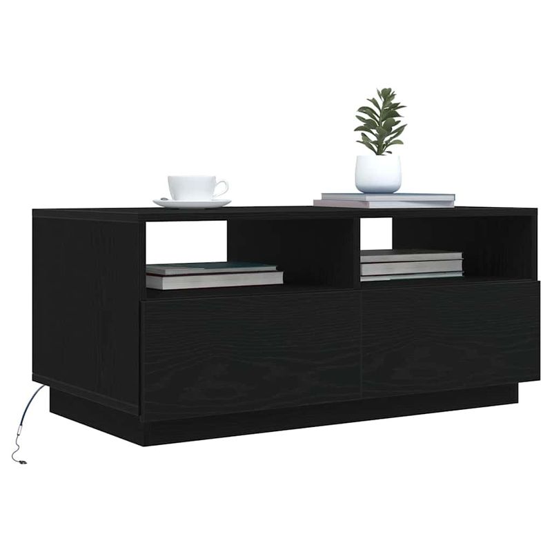 Casa si Gradina - Mobilier - Mese si birouri - Masute de cafea - Masuta de cafea cu lumini LED Stejar negru 90x49x40 cm - Infinity.ro