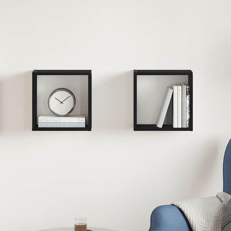 Casa si Gradina - Mobilier - Biblioteci si rafturi - Rafturi - Rafturi de perete cub 2 buc. stejar negru, 30x15x30 cm lemn - Infinity.ro