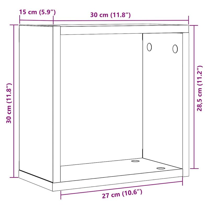 Casa si Gradina - Mobilier - Biblioteci si rafturi - Rafturi - Rafturi de perete cub 2 buc. stejar negru, 30x15x30 cm lemn - Infinity.ro