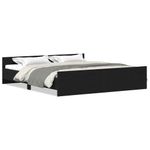 Casa si Gradina - Mobilier - Paturi si accesorii - Paturi - Cadru pat fara saltea, stejar negru, 200x200 cm, lemn prelucrat - Infinity.ro