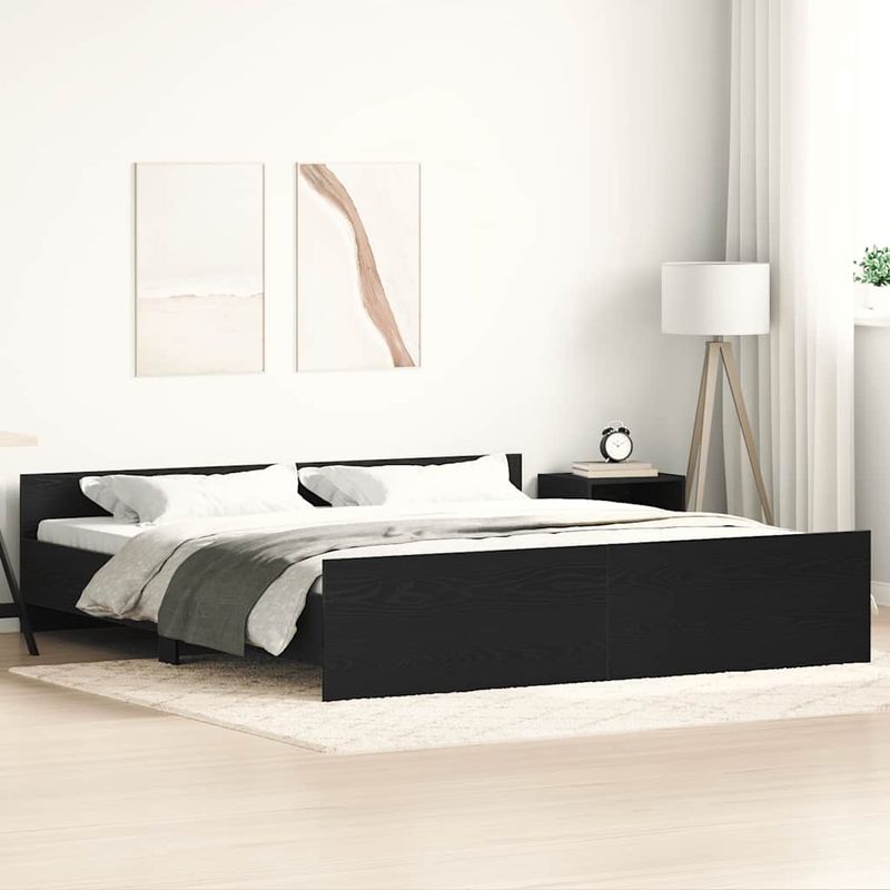 Casa si Gradina - Mobilier - Paturi si accesorii - Paturi - Cadru pat fara saltea, stejar negru, 200x200 cm, lemn prelucrat - Infinity.ro