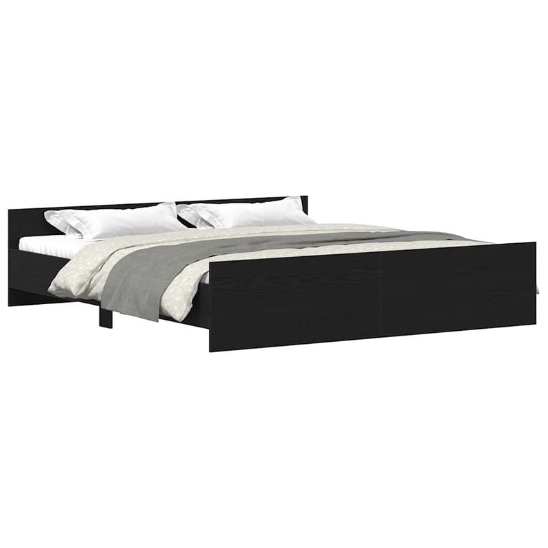 Casa si Gradina - Mobilier - Paturi si accesorii - Paturi - Cadru pat fara saltea, stejar negru, 200x200 cm, lemn prelucrat - Infinity.ro