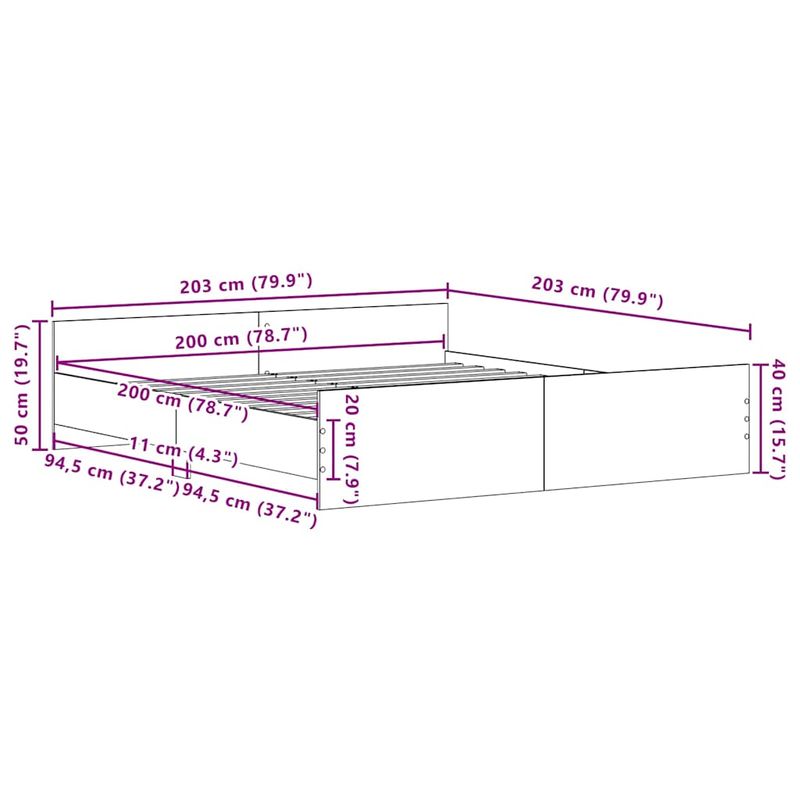 Casa si Gradina - Mobilier - Paturi si accesorii - Paturi - Cadru pat fara saltea, stejar negru, 200x200 cm, lemn prelucrat - Infinity.ro