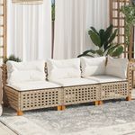 Casa si Gradina - Gradina si terasa - Mobilier exterior - Canapele si fotolii gradina - Canapea de gradina cu perne, 3 locuri, bej, poliratan - Infinity.ro