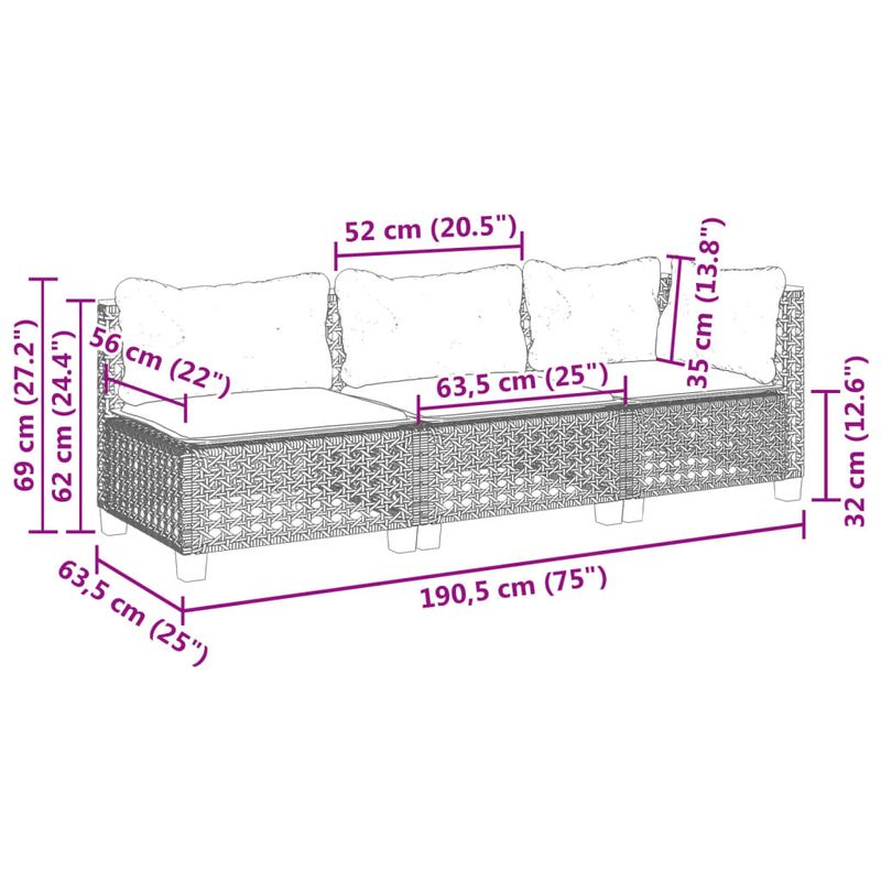 Casa si Gradina - Gradina si terasa - Mobilier exterior - Canapele si fotolii gradina - Canapea de gradina cu perne, 3 locuri, bej, poliratan - Infinity.ro