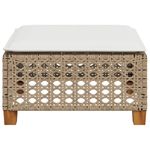Casa si Gradina - Gradina si terasa - Mobilier exterior - Scaune si sezlonguri gradina - Taburet de gradina cu pernă, bej, 63,5x56x32 cm, poliratan, model țesătură cu găuri - Infinity.ro