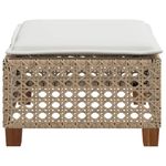 Casa si Gradina - Gradina si terasa - Mobilier exterior - Scaune si sezlonguri gradina - Taburet de gradina cu pernă, bej, 63,5x56x32 cm, poliratan, model țesătură cu găuri - Infinity.ro