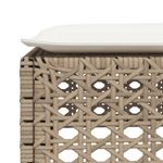 Casa si Gradina - Gradina si terasa - Mobilier exterior - Scaune si sezlonguri gradina - Taburet de gradina cu pernă, bej, 63,5x56x32 cm, poliratan, model țesătură cu găuri - Infinity.ro