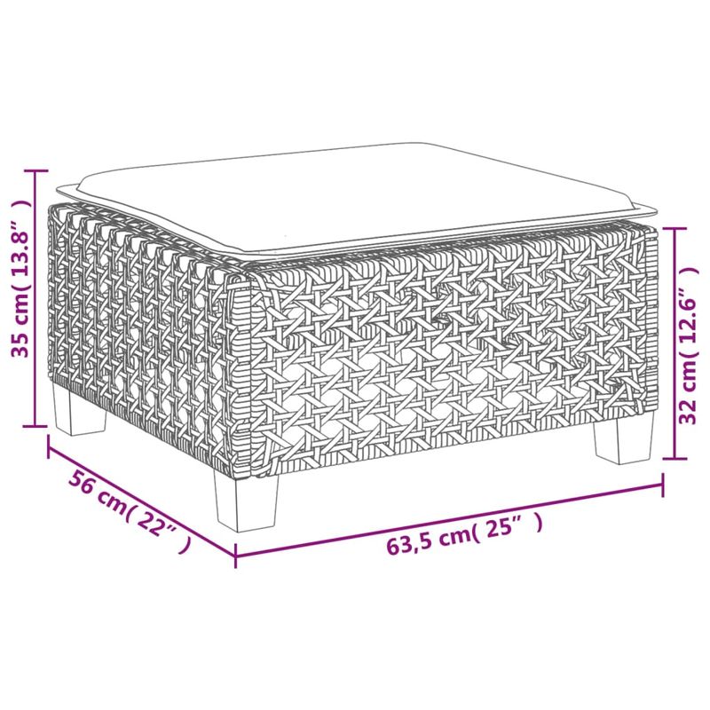 Casa si Gradina - Gradina si terasa - Mobilier exterior - Scaune si sezlonguri gradina - Taburet de gradina cu pernă, bej, 63,5x56x32 cm, poliratan, model țesătură cu găuri - Infinity.ro