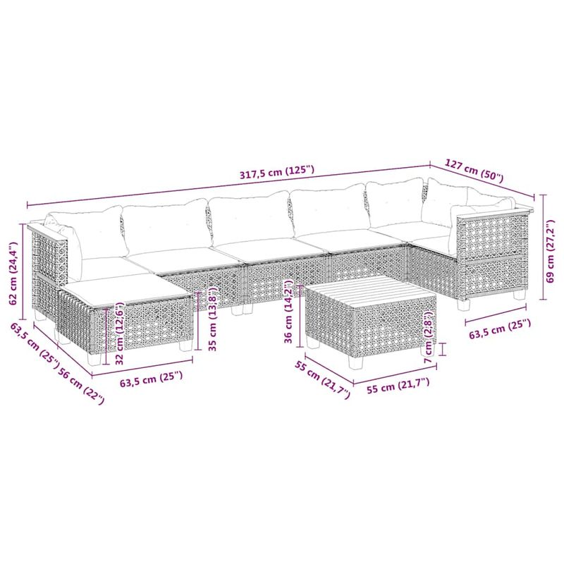 Casa si Gradina - Gradina si terasa - Mobilier exterior - Seturi mobila gradina - Set canapele de gradina, 8 piese, cu perne, bej, poliratan - Infinity.ro