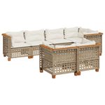 Casa si Gradina - Gradina si terasa - Mobilier exterior - Seturi mobila gradina - Set canapele de gradina, 7 piese, cu perne, bej, poliratan - Infinity.ro