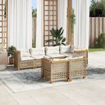 Casa si Gradina - Gradina si terasa - Mobilier exterior - Seturi mobila gradina - Set canapele de gradina, 7 piese, cu perne, bej, poliratan - Infinity.ro