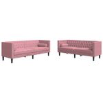Casa si Gradina - Mobilier - Seturi de mobilier - Seturi living - Set canapele Chesterfield cu perne rulou, 2 piese, roz, catifea - Infinity.ro