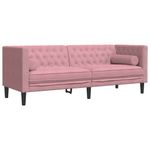Casa si Gradina - Mobilier - Seturi de mobilier - Seturi living - Set canapele Chesterfield cu perne rulou, 2 piese, roz, catifea - Infinity.ro