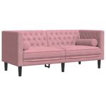 Casa si Gradina - Mobilier - Seturi de mobilier - Seturi living - Set canapele Chesterfield cu perne rulou, 2 piese, roz, catifea - Infinity.ro