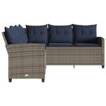 Casa si Gradina - Gradina si terasa - Mobilier exterior - Canapele si fotolii gradina - Canapea in forma de L, cu perne din polirattan gri, pernă șezut bleumarin - Infinity.ro
