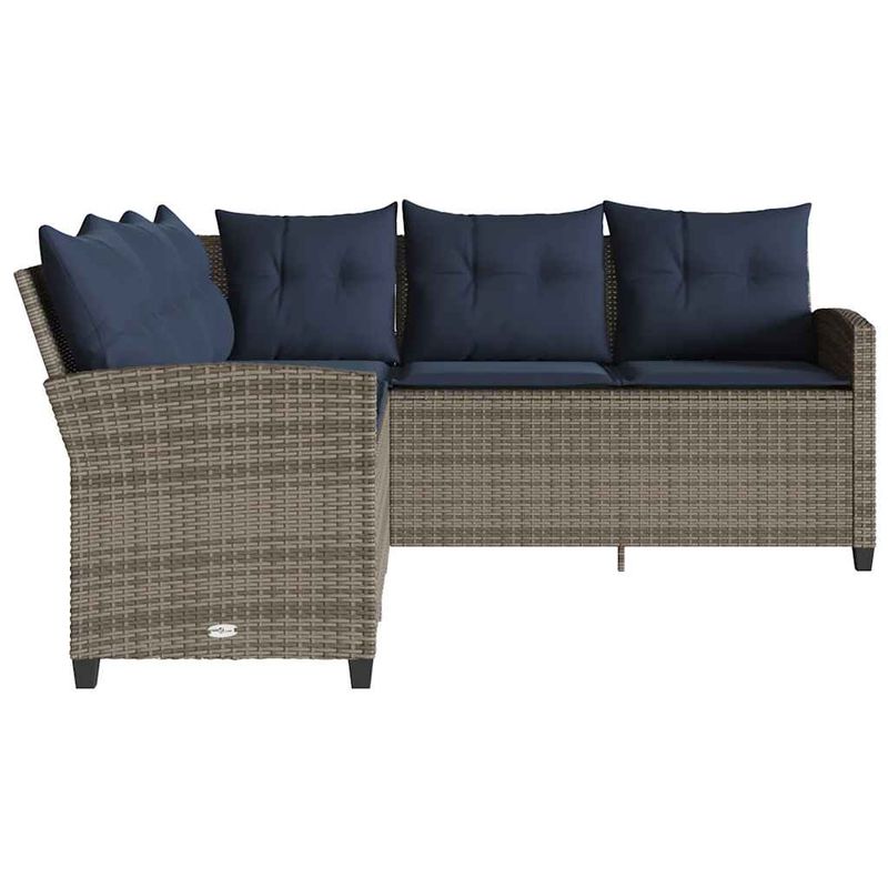 Casa si Gradina - Gradina si terasa - Mobilier exterior - Canapele si fotolii gradina - Canapea in forma de L, cu perne din polirattan gri, pernă șezut bleumarin - Infinity.ro