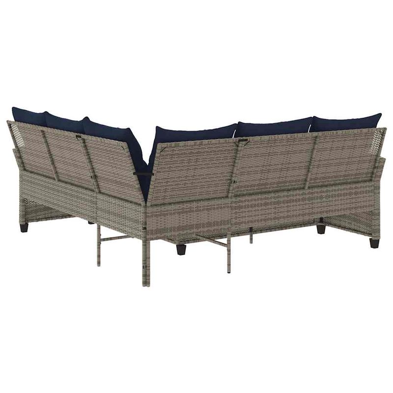 Casa si Gradina - Gradina si terasa - Mobilier exterior - Canapele si fotolii gradina - Canapea in forma de L, cu perne din polirattan gri, pernă șezut bleumarin - Infinity.ro