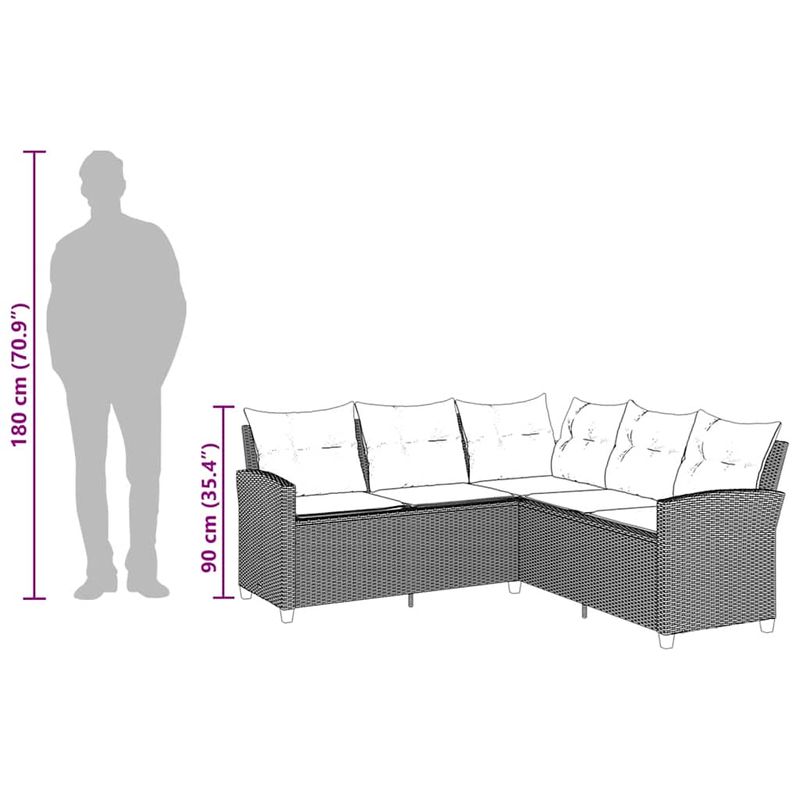 Casa si Gradina - Gradina si terasa - Mobilier exterior - Canapele si fotolii gradina - Canapea in forma de L, cu perne din polirattan gri, pernă șezut bleumarin - Infinity.ro