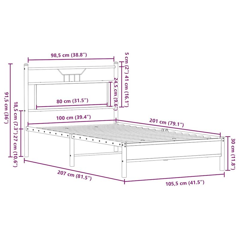 Casa si Gradina - Mobilier - Paturi si accesorii - Paturi - Cadru pat fara saltea stejar maro 100x200 cm lemn prelucrat - Infinity.ro