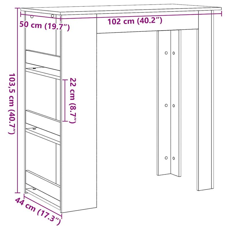 Casa si Gradina - Mobilier - Mese si birouri - Mese bucatarie si dining - Masa de bar cu suport depozitare Stejar negru 102x50x103,5 cm - Infinity.ro