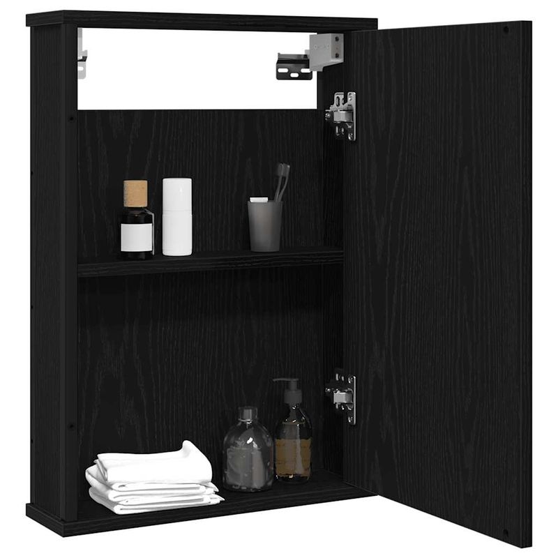 Casa si Gradina - Mobilier - Mobilier baie - Corpuri baie - Dulap cu oglinda pentru baie stejar negru lemn prelucrat - Infinity.ro