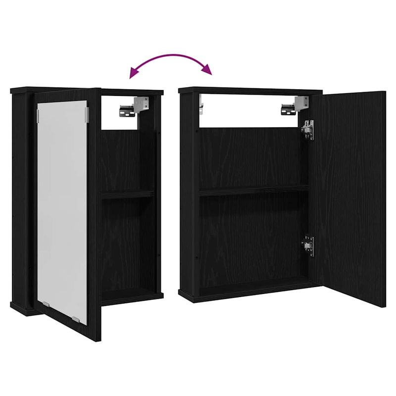 Casa si Gradina - Mobilier - Mobilier baie - Corpuri baie - Dulap cu oglinda pentru baie stejar negru lemn prelucrat - Infinity.ro