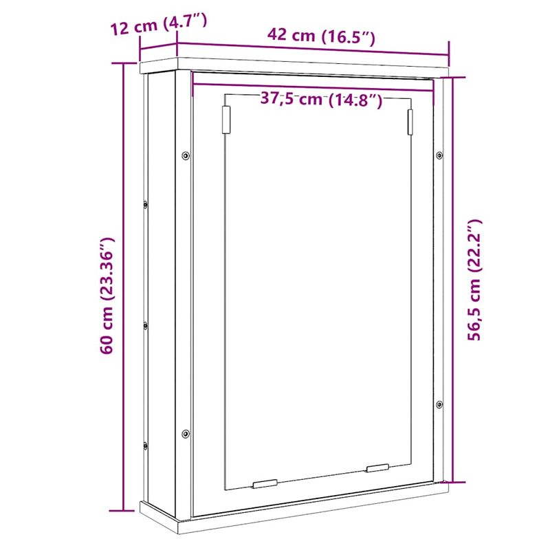 Casa si Gradina - Mobilier - Mobilier baie - Corpuri baie - Dulap cu oglinda pentru baie stejar negru lemn prelucrat - Infinity.ro