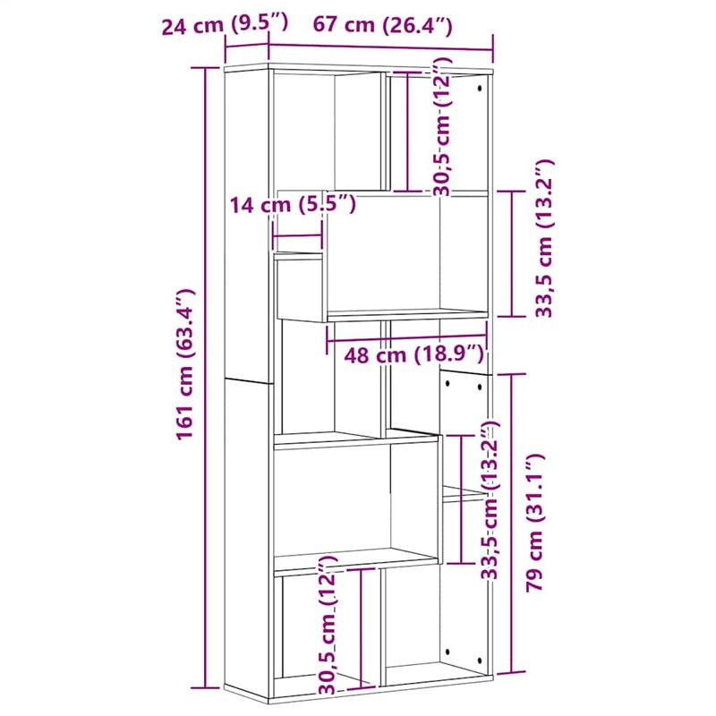 Casa si Gradina - Mobilier - Biblioteci si rafturi - Biblioteci - Biblioteca, stejar negru, 67x24x161 cm, lemn prelucrat - Infinity.ro