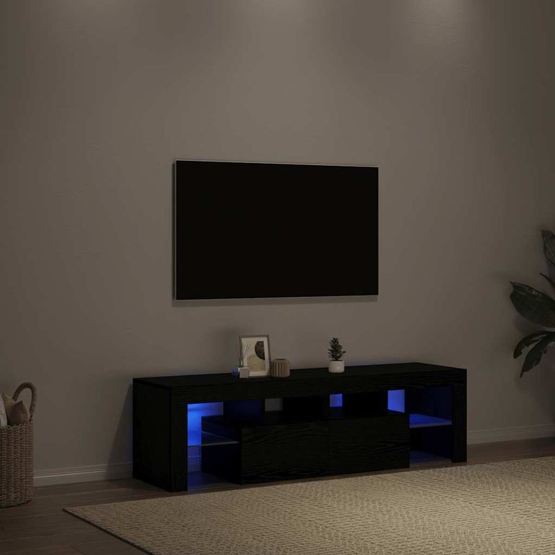 Casa si Gradina - Mobilier - Comode si corpuri - Comode - Dulap TV cu LED stejar negru 140x36,5x40 cm lemn prelucrat - Infinity.ro