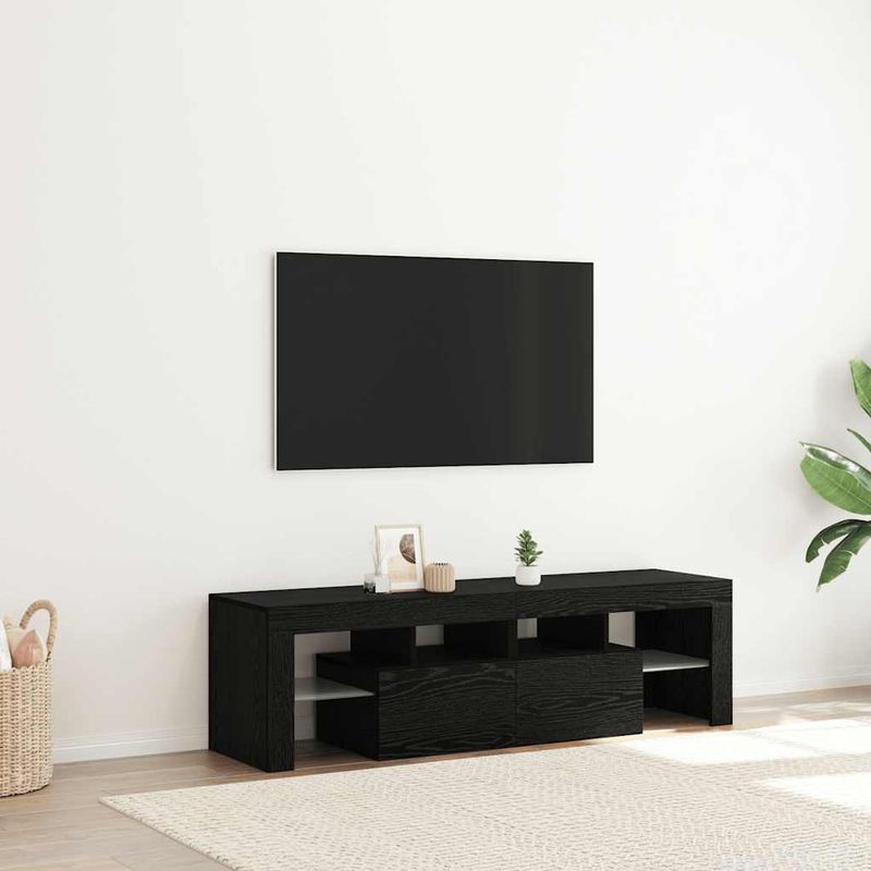 Casa si Gradina - Mobilier - Comode si corpuri - Comode - Dulap TV cu LED stejar negru 140x36,5x40 cm lemn prelucrat - Infinity.ro