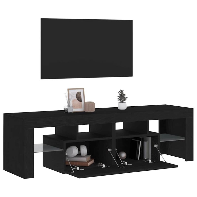 Casa si Gradina - Mobilier - Comode si corpuri - Comode - Dulap TV cu LED stejar negru 140x36,5x40 cm lemn prelucrat - Infinity.ro