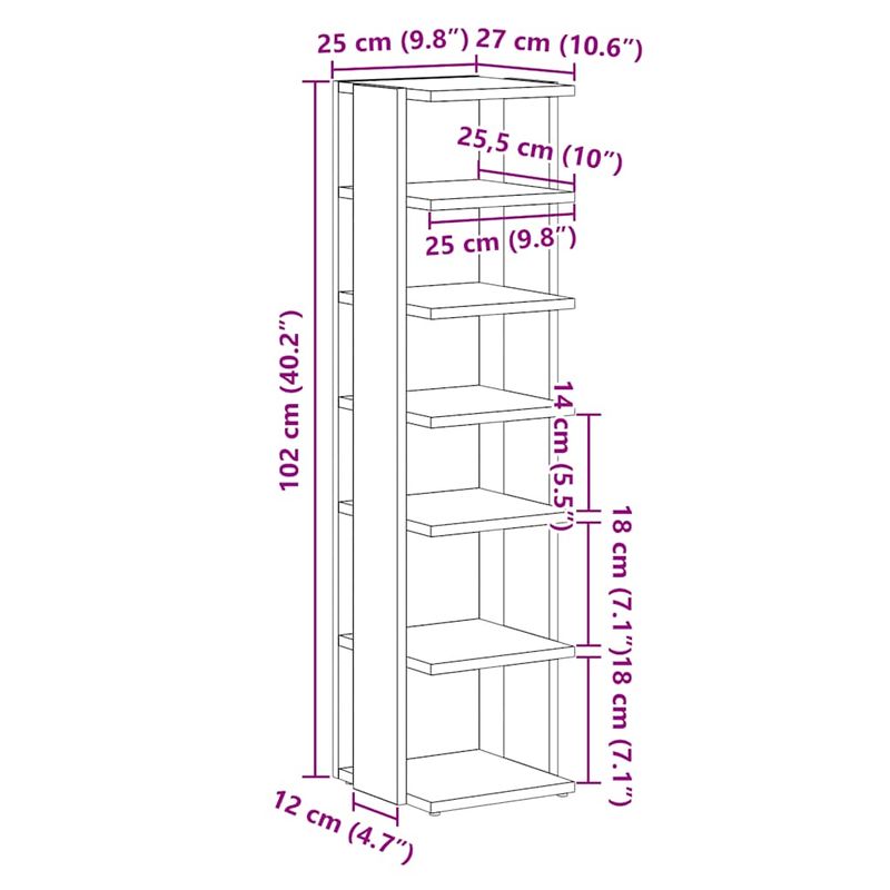 Casa si Gradina - Mobilier - Organizare si depozitare - Organizator incaltaminte - Dulap pantofi, stejar negru, 25x27x102 cm, lemn prelucrat - Infinity.ro