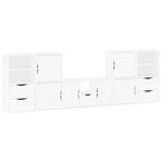 Casa si Gradina - Mobilier - Comode si corpuri - Comode - Unitati TV 5 piese cu depozitare ODDA din lemn masiv de pin alb, model 5 rafturi 5 sertare - Infinity.ro