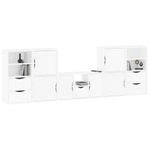 Casa si Gradina - Mobilier - Comode si corpuri - Comode - Unitati TV 5 piese cu depozitare ODDA din lemn masiv de pin alb, model 5 rafturi 5 sertare - Infinity.ro