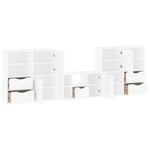 Casa si Gradina - Mobilier - Comode si corpuri - Comode - Unitati TV 5 piese cu depozitare ODDA din lemn masiv de pin alb, model 5 rafturi 5 sertare - Infinity.ro