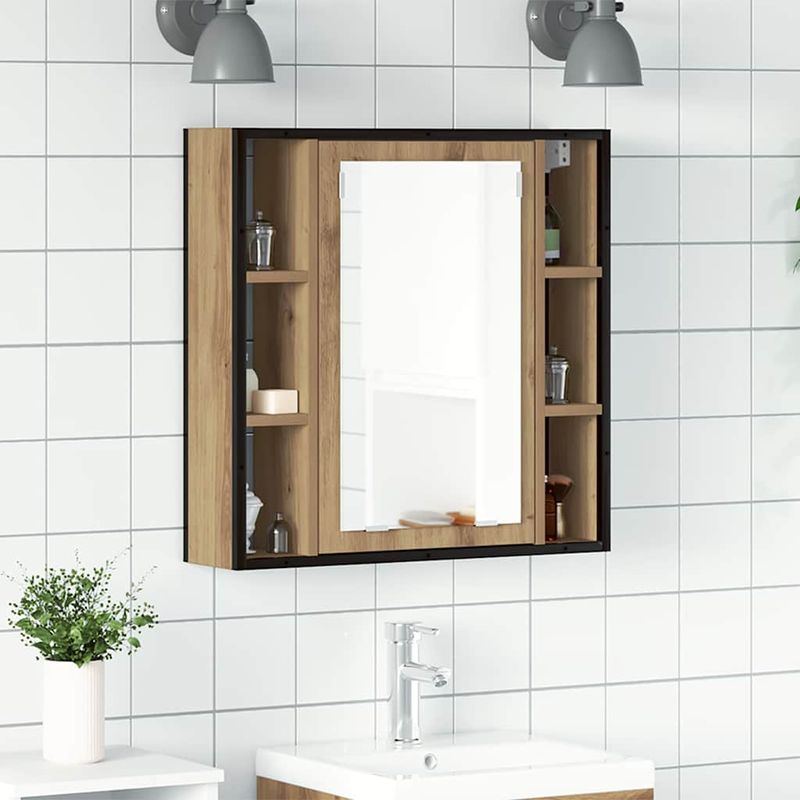 Casa si Gradina - Mobilier - Mobilier baie - Corpuri baie - Dulap cu oglinda pentru baie Stejar Artisan Lemn prelucrat - Infinity.ro