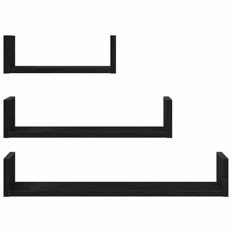 Casa si Gradina - Mobilier - Biblioteci si rafturi - Rafturi - Rafturi de perete, 3 buc., stejar negru, lemn prelucrat - Infinity.ro
