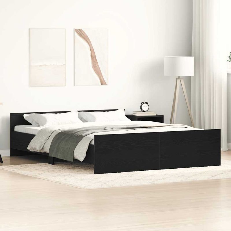 Casa si Gradina - Mobilier - Paturi si accesorii - Paturi - Cadru pat fara saltea, stejar negru, 150x200 cm, lemn prelucrat - Infinity.ro