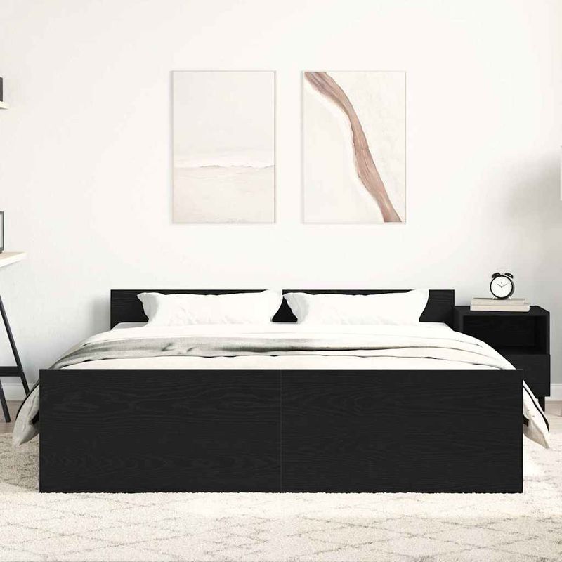 Casa si Gradina - Mobilier - Paturi si accesorii - Paturi - Cadru pat fara saltea, stejar negru, 150x200 cm, lemn prelucrat - Infinity.ro