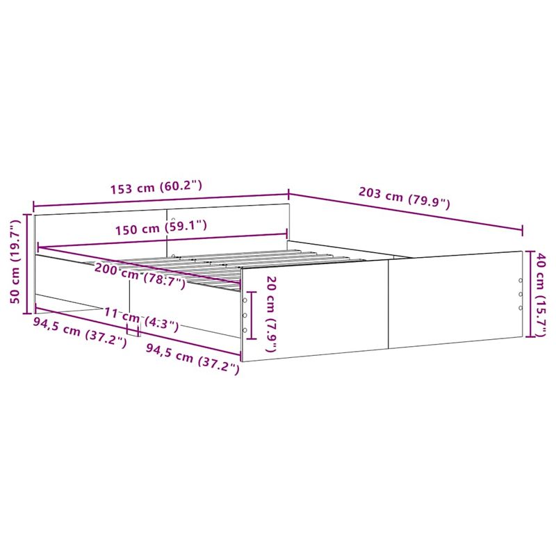 Casa si Gradina - Mobilier - Paturi si accesorii - Paturi - Cadru pat fara saltea, stejar negru, 150x200 cm, lemn prelucrat - Infinity.ro
