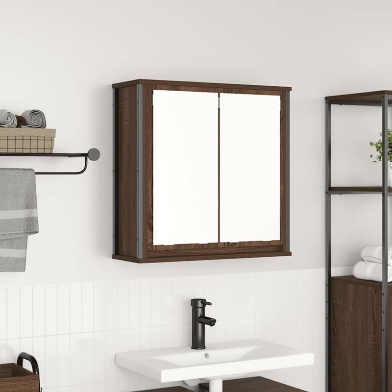 Casa si Gradina - Mobilier - Mobilier baie - Corpuri baie - Dulap de baie cu oglinda stejar maro 60x21x60 cm - Infinity.ro