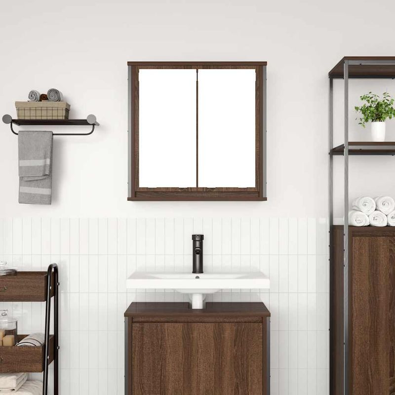 Casa si Gradina - Mobilier - Mobilier baie - Corpuri baie - Dulap de baie cu oglinda stejar maro 60x21x60 cm - Infinity.ro
