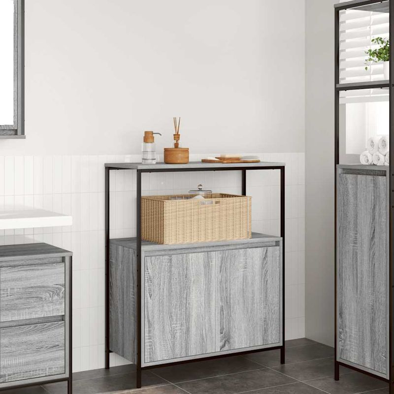Casa si Gradina - Mobilier - Mobilier baie - Corpuri baie - Dulap de baie cu rafturi Gri Sonoma 76,5x35x95 cm - Infinity.ro