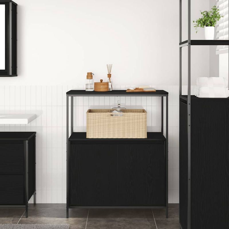 Casa si Gradina - Mobilier - Mobilier baie - Corpuri baie - Dulap de baie cu rafturi Stejar negru 76,5x35x95 cm - Infinity.ro