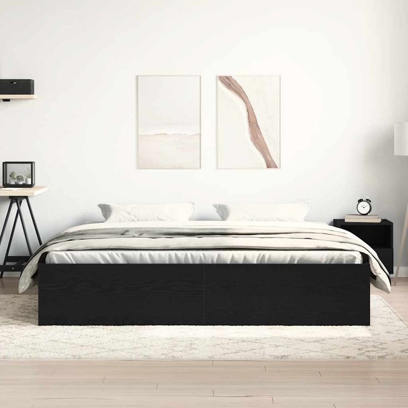 Casa si Gradina - Mobilier - Paturi si accesorii - Paturi - Cadru pat fara saltea, stejar negru, 200x200 cm, lemn prelucrat - Infinity.ro