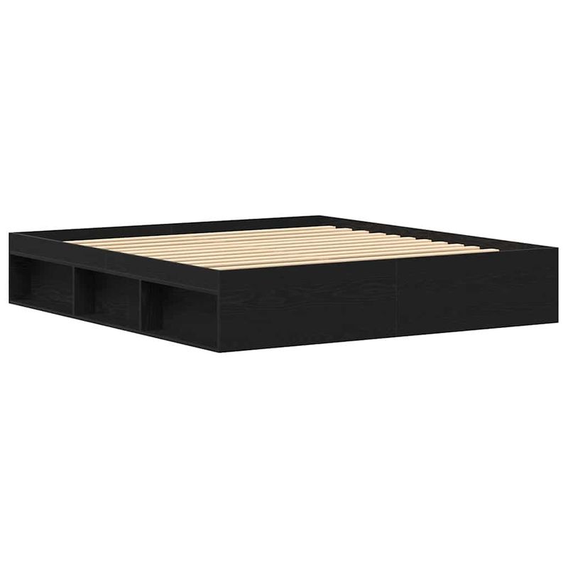 Casa si Gradina - Mobilier - Paturi si accesorii - Paturi - Cadru pat fara saltea, stejar negru, 200x200 cm, lemn prelucrat - Infinity.ro