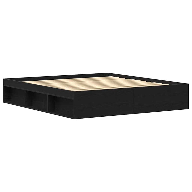 Casa si Gradina - Mobilier - Paturi si accesorii - Paturi - Cadru pat fara saltea, stejar negru, 200x200 cm, lemn prelucrat - Infinity.ro